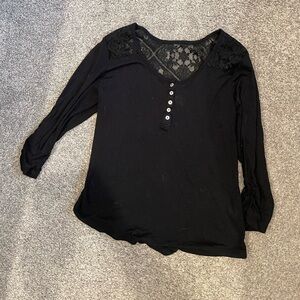 Neon Soul Black Lace Detail Women's Top